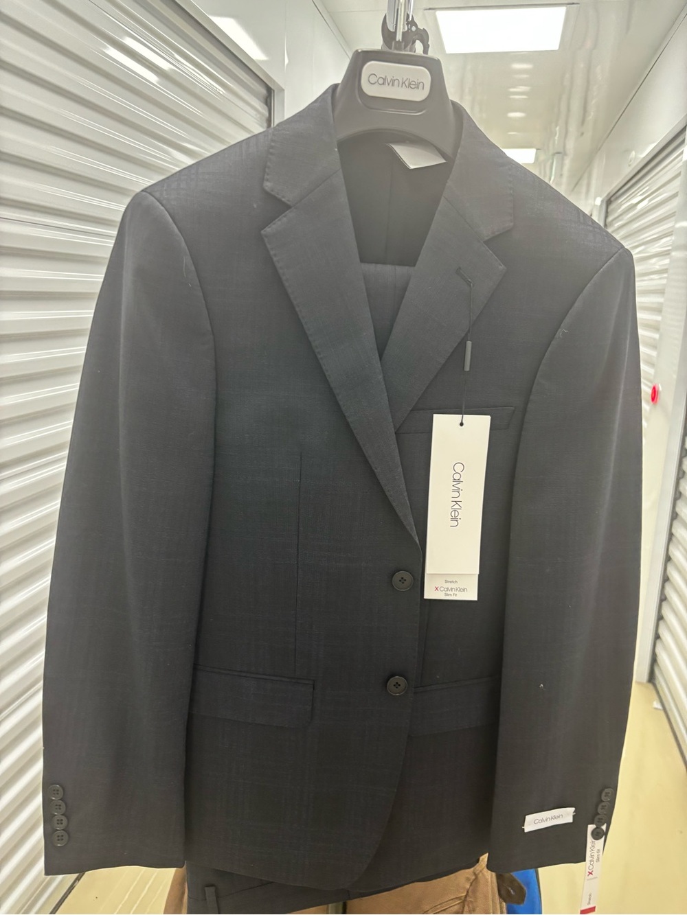 Calvin Klein Men's Dark Charcoal Two-Button Suit (2piece)